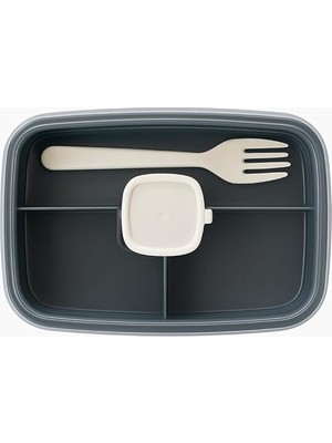 FourForce Store Sızdırmaz Lunch Box – 3 Bölmeli Yemek Kabı | Öğle Yemeği Kutusu | Saklama Kabı | Bpa Içermez (Gri)