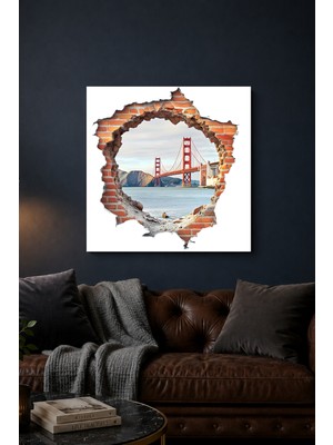 Lucena 3D Golden Gate Köprüsü Metal Tablo San Francisco Temalı Duvar Dekoru