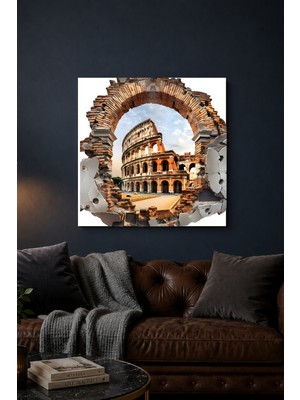 Lucena 3D Roma Kolezyum Metal Tablo Tarihi Yapı Temalı Dekoratif Duvar Tablosu
