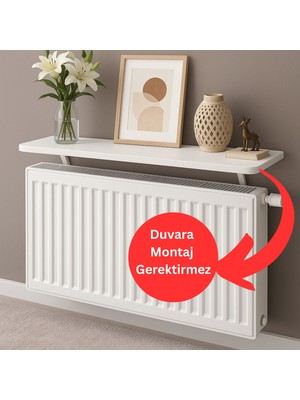 Kydonia Home 70X15 cm Montajsız Petek Üstü Dekoratif Raf Kalorifer Peteği Üstü Uçan Raf