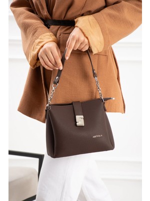Just Polo Şık Model Polo Kumaş Jp Gümüş Logolu Şık El ve Omuz Çantası Shoulder Bag Ebat: 23 x 18 cm