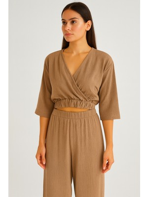 Tomris Butik Keten Crop Takım