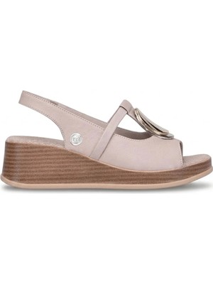 Mammamia D26YS-5045 Kadın Hakiki Deri Dolgu Topuk Sandalet Gri