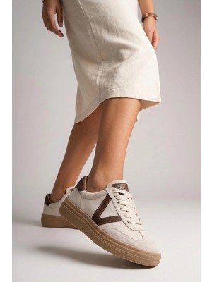 Beety 26BY227.170 Kadın Hakiki Deri Klasik Sneaker Bej