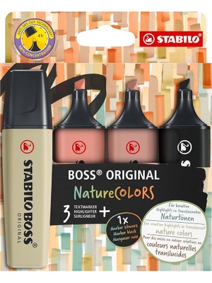 FourForce Boss Orıgınal Naturecolors - Fosforlu Kalem - 4'lü Paket - Çeşitli Renkler