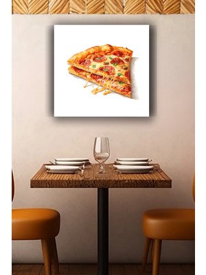 Lucena Pepperoni Pizza Dilimi Metal Tablo Italyan Mutfak Temalı Dekoratif Duvar Tablosu