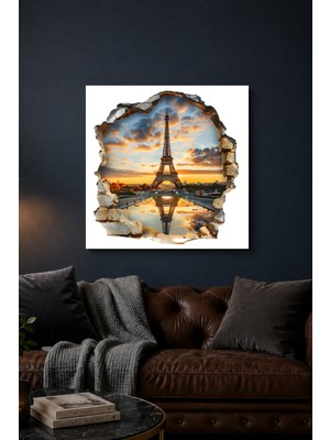 Lucena 3D Eyfel Kulesi Metal Tablo Paris Temalı Modern Dekoratif Duvar Tablosu