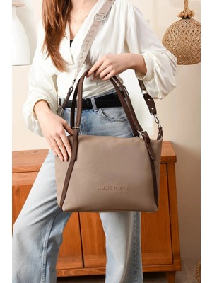 Just Polo Kadın Büyük Boy Ayarlanabilir Askılı Lüks Shopper El & Omuz Çantası Shoulder Bag