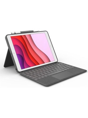 FourForce Combo Touch Klavyeli iPad Kılıfı, Ayrılabilir, Trackpad ve Smart Connector Özellikli, Arka Aydınlatma ve Destek Ayaklı Klavye, iPad 10.2 Inç 7. 8. ve 9. Nesil ile Uyumlu, Gri