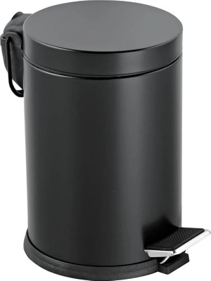 FourForce Premium Serisi 5 Litre Hacimli Paslanmaz Banyo-Mutfak Pedallı Çöp Kovası Siyah, 5l
