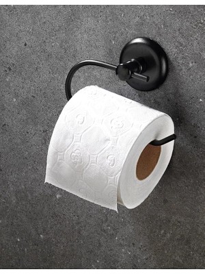 FourForce Haus Yapışkanlı Tuvalet Kağıtlığı Wc Kağıtlık Tuvalet Kağıdı Askısı Siyah