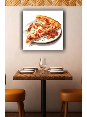 Lucena Pepperoni Pizza Dilimi Metal Tablo Modern Mutfak Dekoru Dekoratif Duvar Tablosu