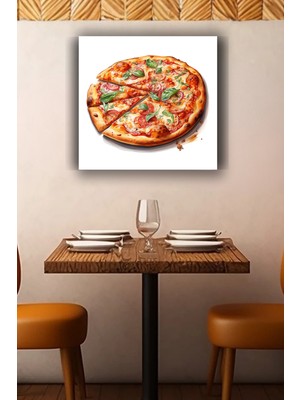 Lucena Margherita Pizza Metal Tablo Italyan Mutfak Temalı Dekoratif Modern Duvar Tablosu