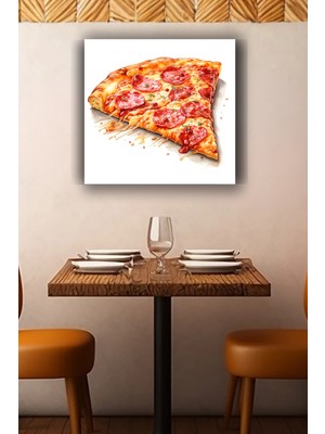 Lucena Pepperoni Pizza Metal Tablo Modern Mutfak Dekoru Dekoratif Duvar Tablosu