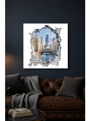 Lucena 3D Şehir Manzarası Metal Tablo Modern Mimari Temalı Dekoratif Duvar Tablosu