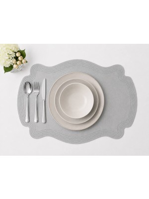 Diva Homelive 6 Kişilik Deri Nakışlı Amerikan Servis 33 x 45 cm & 6 Adet Bardak Altlığı Hediyeli