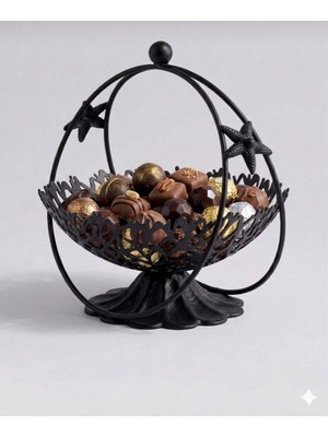 Statika Home Siyah Şekerlik, Çikolatalık, Deniz Yıldızı Süslü 20 cm
