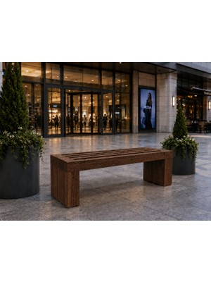 Umutpark Modern Ahşap Geçmeli Oturma Bench( Ceviz Renk).