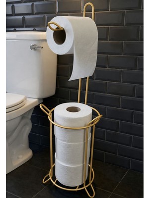 Statika Home Yuvarlak Eskitme Tuvalet Kağıtlığı Peçetelik Tutacağı, Wc Kağıtlık Askısı Standı, 3 Yedekli Askılığı