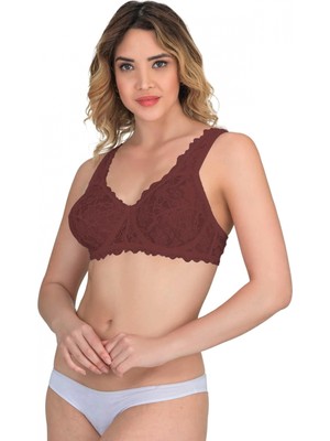 Marsilyan™ Bordo Mı  178 B Balenli Dantelli Sütyen