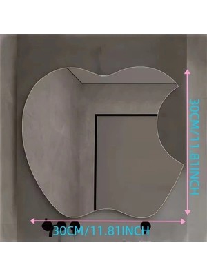 Durukar® Apple Tasarım Kırılmayan Pleksi Duvar Aynası - 30X30 cm Modern Dekoratif Ayna