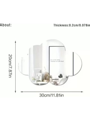 Durukar® 30X20 cm Bulut Formlu Kırılmaz Pleksi Duvar Aynası - Çocuk Odası Güvenli Ayna