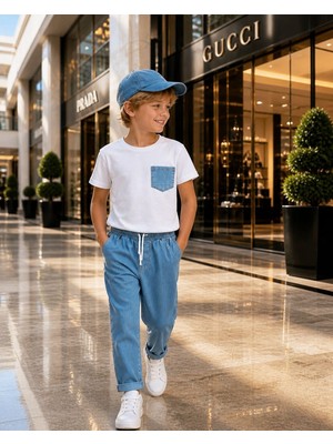 Sy Store Beyaz Bluz & Denim Pantolon Takımı