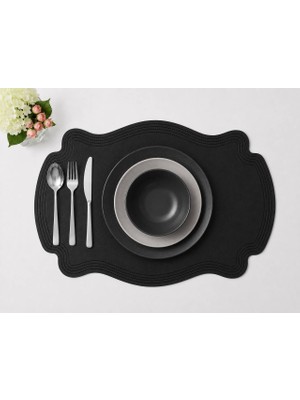 Diva Homelive 6 Kişilik Deri Nakışlı Amerikan Servis 33 x 45 cm & 6 Adet Bardak Altlığı Hediyeli