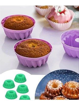 Ozcmax Silikon Göbekli Muffin Cupcake Kalıbı - Sürekli Kullanım Mufffin Kek Kalıbı 6 Adet