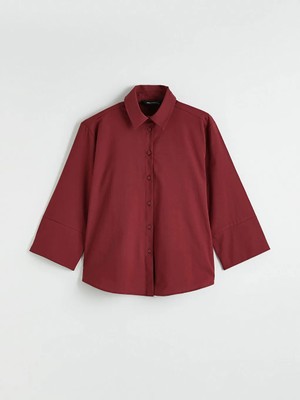 LC Waikiki Bordo Poplin Kadın Gömlek