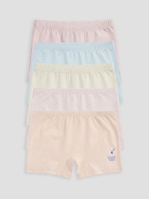 LC Waikiki Ekru Baskılı Kız Çocuk Boxer 5'li