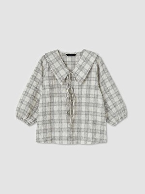 LC Waikiki Ekru Bebe Yaka Ekose Bluz