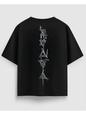 Oversize Unisex Tişört – Sırt Yazılı Baskı, %100 Pamuk Streetwear Tasarım