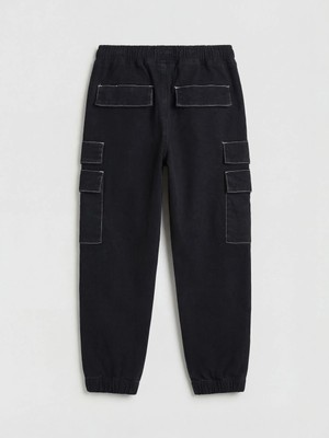 LC Waikiki Siyah Loose Fit Erkek Çocuk Kargo Jean Pantolon