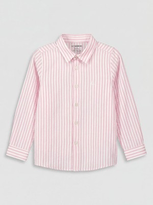 LC Waikiki Pembe Çizgili Oxford Erkek Çocuk Gömlek