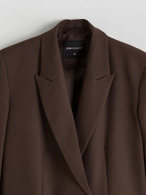 LC Waikiki Kahverengi Kruvaze Yaka Kadın Blazer Ceket
