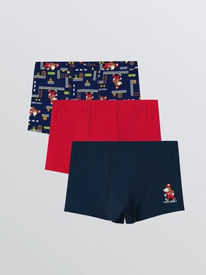 LC Waikiki Lacivert Baskılı Erkek Çocuk 3'lü Boxer