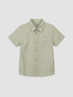 LC Waikiki Yeşil Erkek Çocuk Kısa Kollu Poplin Gömlek