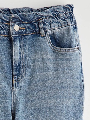 LC Waikiki Indigo Beli Lastikli Mom Fit Kadın Jean Pantolon