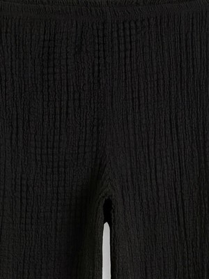 LC Waikiki Siyah Beli Lastikli Dokulu Kadın Pantolon