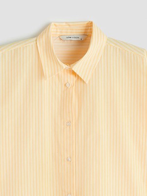 LC Waikiki Sarı Çizgili Oversize Poplin Kadın Gömlek