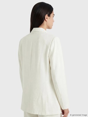 LC Waikiki Beyaz Kruvaze Yaka Kadın Blazer Ceket