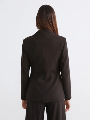 LC Waikiki Kahverengi Kruvaze Yaka Kadın Blazer Ceket
