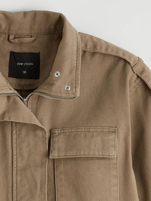 LC Waikiki Haki Dik Yaka Kadın Gabardin Ceket
