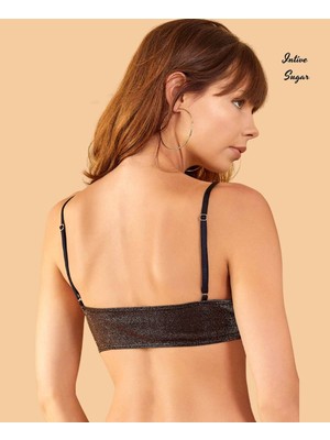 Intive Lingerie Berrak Bronz Simli Ince Ayarlanabilir Askılı Padli Premium U Yaka Bralet