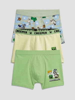 LC Waikiki Yeşil Minecraft Baskılı Erkek Çocuk 3'lü Boxer