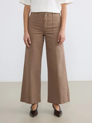 LC Waikiki Bej Yüksek Bel Wideleg Kadın Jean Pantolon