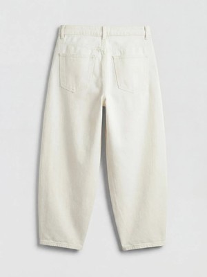 LC Waikiki Beyaz Barrel Fit Kadın Jean Pantolon