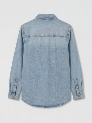 LC Waikiki Indigo Cepli Kadın Jean Gömlek