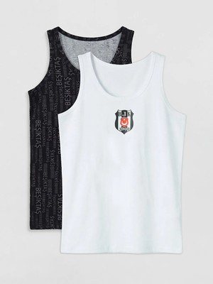 LC Waikiki Siyah Beşiktaş Baskılı Erkek Çocuk Atlet 2'li